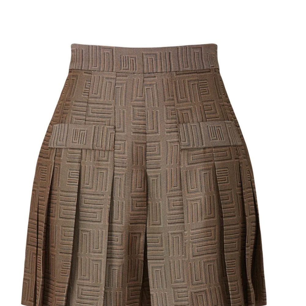 Maje | Gael Pleated Skort Elegant Brown Geometric Pattern skirt